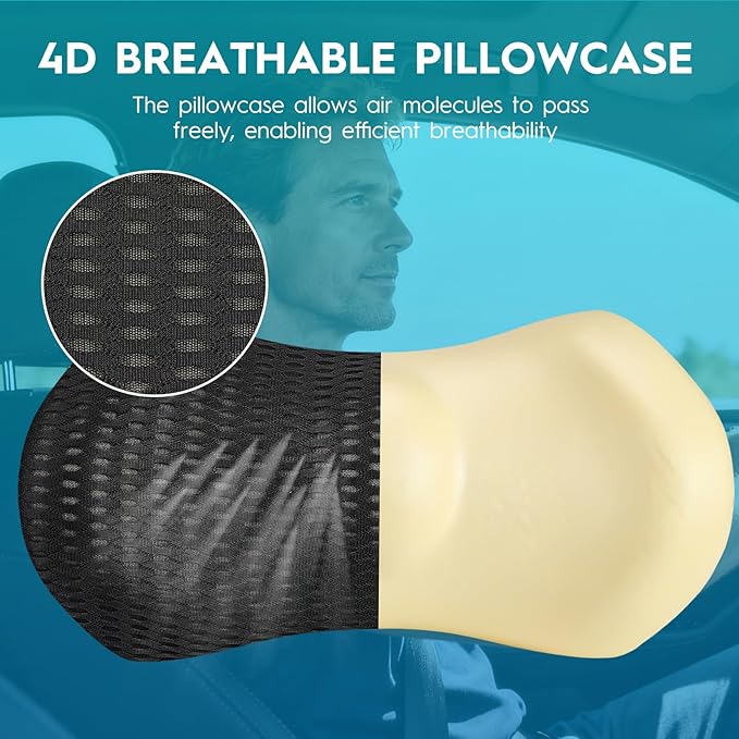 Niceeday Lower Back Support Cushion Lumbar Support Pillow for Office Chair, Memory Foam Lumbar Pillow for Lower Back Pain Relief Car Seat,Black