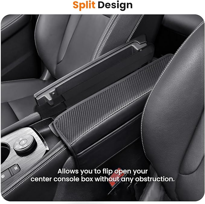 Center Console Armrest Cover for Nissan Rogue 2021-2026, Middle Console Pad Lid Cover Protector Elbow Arm Rest with Side Pockets, Rogue Interior Accessories, PU Leather (Carbon Fiber Pattern)