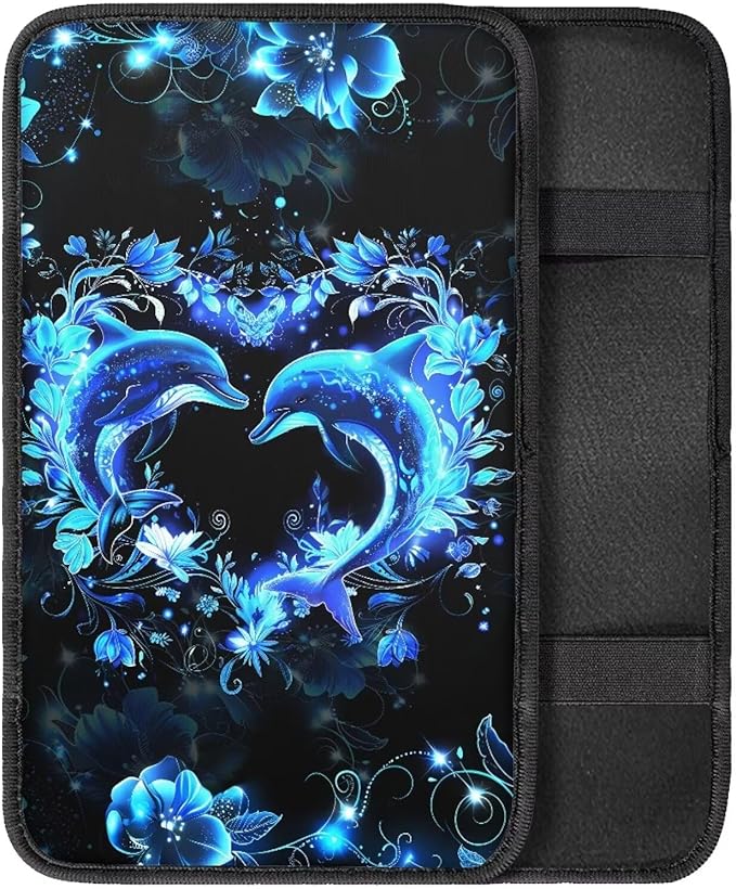Blue Dolphin Car Armrest Pads Car Armrest Cushion Arm Rest Covering Car Middle Console Covers Non Slip Universal Fit for Truck Auto SUV Car Accessories