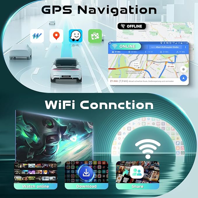 [Type-C+USB/4G+64G] Car Radio for Dodge Ram 1500/2500/3500 2009-2012 Jeep Wrangler 2007-2018 with Wireless CarPlay Android Auto, 7 Inch Android 15 Car Stereo with GPS Bluetooth 5.0 WiFi Backup Camera