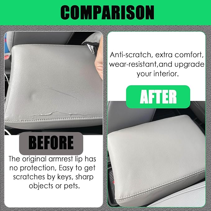 for Honda CRV 2017-2022 Center Console Cover - Vegan Leather Extra Soft Armrest Protector for Honda CR-V Interior Accessories 2017 2018 2019 2020 2021 2022（Gray）