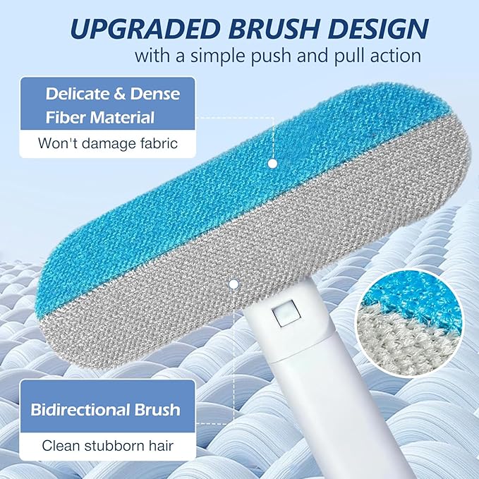 Pet Hair Remover, 4 in 1 Multifunctional Pet Hair Removal Tool for Dog and Cat, Resuable Long Handle Fur Remover with Dual-Sided Cleaning Brush, Washable Fur Brush for Furniture,Couch,Carpet,Clothes