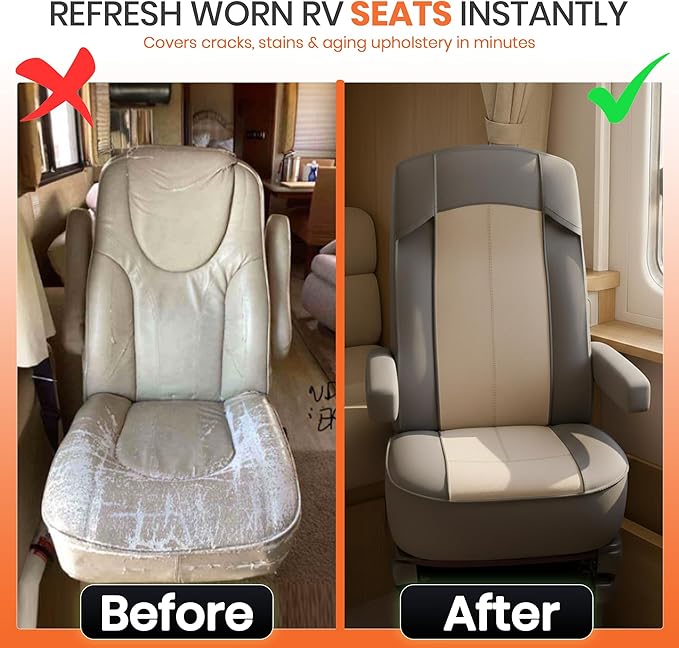 VALUN RV Seat Covers (Grey 2 Pack) – Captains Chair Seat Covers for RV Captain Chair & Motorhome Chairs, Universal Fit RV Chair Covers for Camper, Trailer, Van, Protects Against Dirt, Spills & Wear