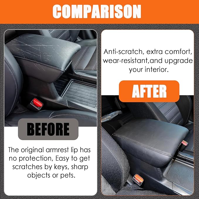 for Honda CRV 2017-2022 Center Console Cover - Vegan Leather Extra Soft Armrest Protector for Honda CR-V Interior Accessories 2017 2018 2019 2020 2021 2022（Black）