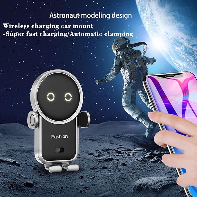 Cell phone holder wireless car charger,15W Auto Clamping Phone holders for your car fit for iPhone 16 15 14 13 12 Mini Pro Max 11 XR, Samsung Galaxy S24 Ultra S23 S22 S21+ Note 20 (Blue)