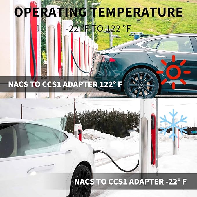 NACS to CCS1 Adapter for Tesla Supercharger - 250KW Max DC 500A 1000V, Compatible with Ford GM Hyundai Kia Rivian EVs,V3/V4 Charging Station Accessory, EV Car Charger Accessories