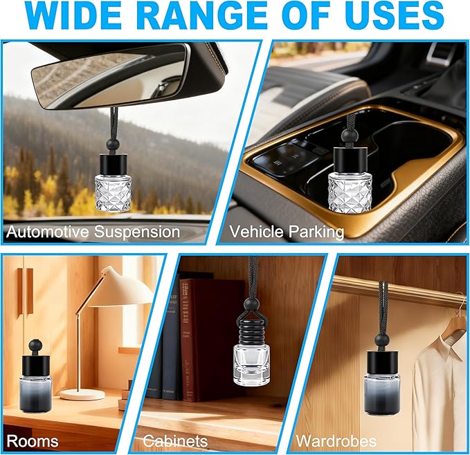Car Air Freshener Hanging 3 Pack – Mixed Fragrance Cologne & Leather & Sandalwood oud, Long-lasting fragrance for 60+ days, Car Air Freshener Men, 0.27 FL OZ/8ML