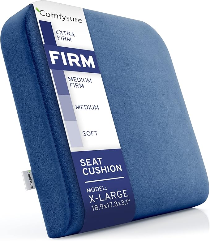 Extra Large Wheelchair Seat Cushion - Firm Memory Foam Chair Pad for Wheelchair, Recliner, Office, Car & Bariatric Overweight Users 19”x17”x3”