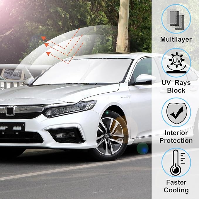 Windshield Sun Shade Foldable Reflective Sunshade Fit for 2018-2022 Honda Accord Sedan Accessories Window Shade Sun Visor Heat Protection Keeps Car Cool