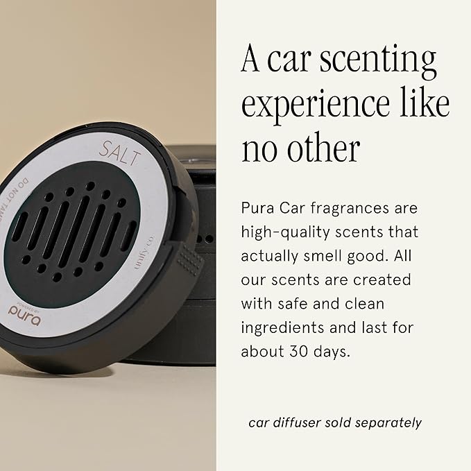 Pura Car Scent Refill - Fragrance for Pura Car Diffuser - Clean & Safe Luxury Diffuser Scent - Long-Lasting Fragrance for 30 Days of Aroma - Salt