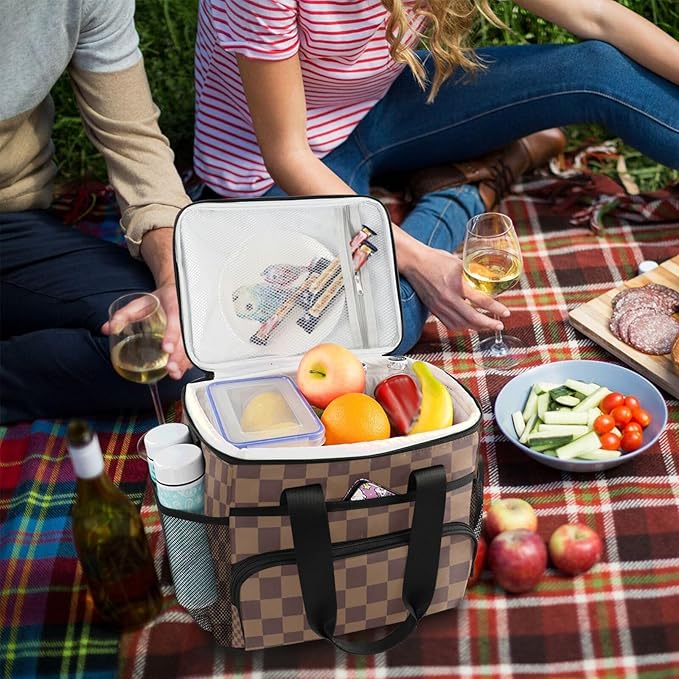 Cooler Bag Insulated Picnic Bag Large Lunch Box Reusable Tote Bag Soft Sided Portable Beach Cooler Grocery Camping