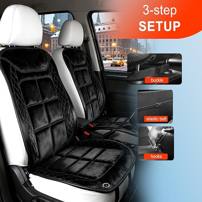 Car Seat Cushion Comfortable Seat Cover for Car Truck SUV Van, Full Back and Seat Cushions for Driver and Passenger (Black-1, 1PCS, Driver Seat)