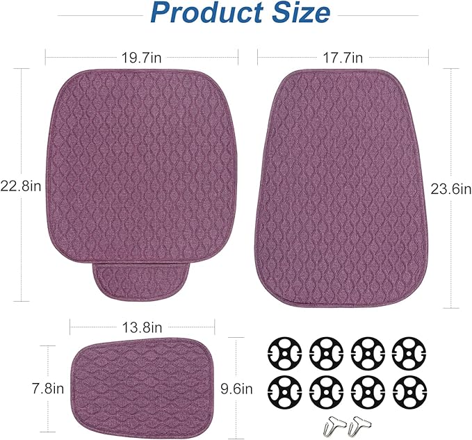 1 Pack Linen Car Seat Cover Front Seat Covers Soft & Breathable Front Premium Covers with Non-Slip Protector Universal Fits Most Automotive, Vans, SUVs, Trucks (1Pack Purple)