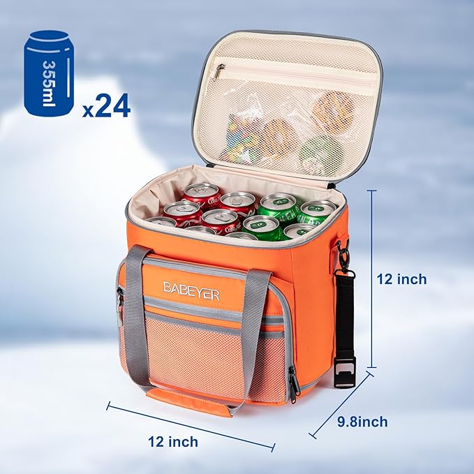 Soft Cooler Bag with Two Ice Packs,Collapsible Cooler for Travel with Adjustable Shoulder Strap,Large Capacity Leakproof Insulated Soft Sided Cooler Bag for Camping, Hiking, Picnic