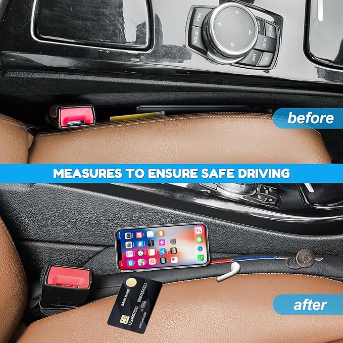 Sports Style Leather Car Seat Gap Filler Spacer Universal Seat Gap Filler Plug Compatible with BMWSeries M1 M3 M5 X1 X5 X6 Z4 3 5 7 Series Console Stop Things from Dropping