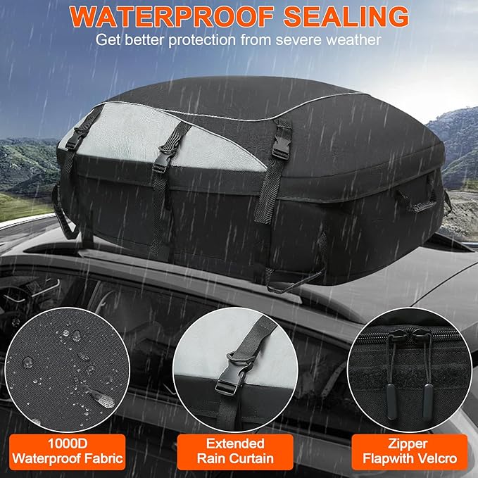 Car Rooftop Cargo Carrier Bag Waterproof Duty- Car Roof Top Carrier ， Roof Top Carrying Bags 20.5 Cubic Feet