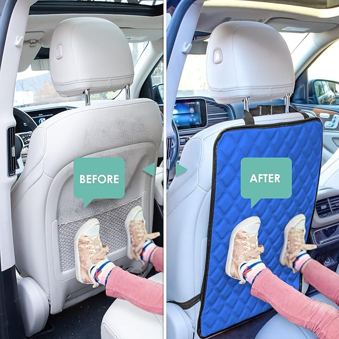 FH Group Faux Leather Seat Back Kick Protectors – 2 Pack Diamond Stitched Back Seat Protector for Driver and Passenger Seat, Waterproof, Easy to Clean