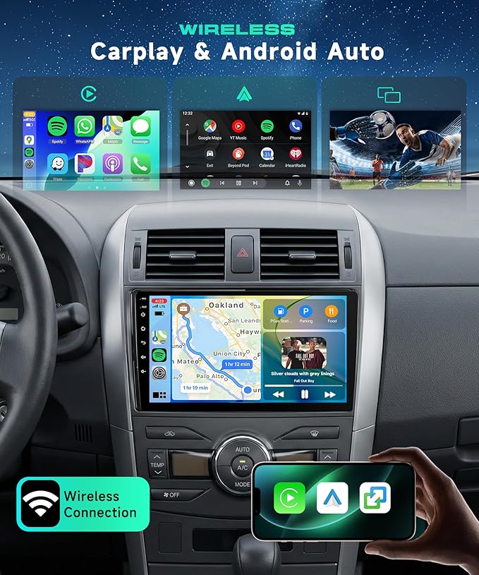 8 Core 6G+128G for Toyota Corolla 2009-2013 Android Car Stereo Carplay Android Auto, Rimoody 9 Inch for Corolla Radio GPS 4G-WiFi Bluetooth 5.0 FM/RDS DSP-36 Mirror Link Backup Camera