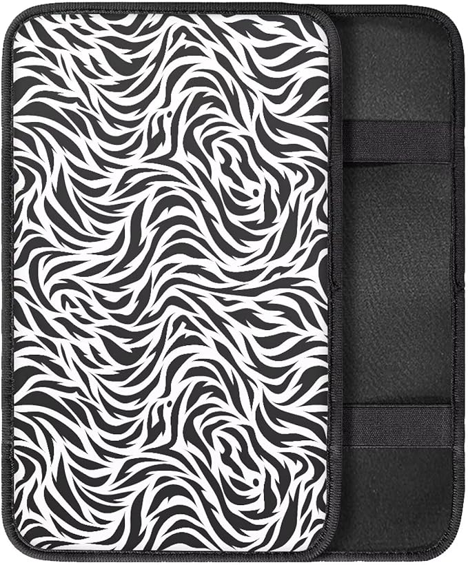 Zebra Stripes Armrest Cover Pad, Universal Car Center Console Cushion Pad, Protect from Pet Claws, Dirt, and Sticky Fingers, Auto Decor Accessories