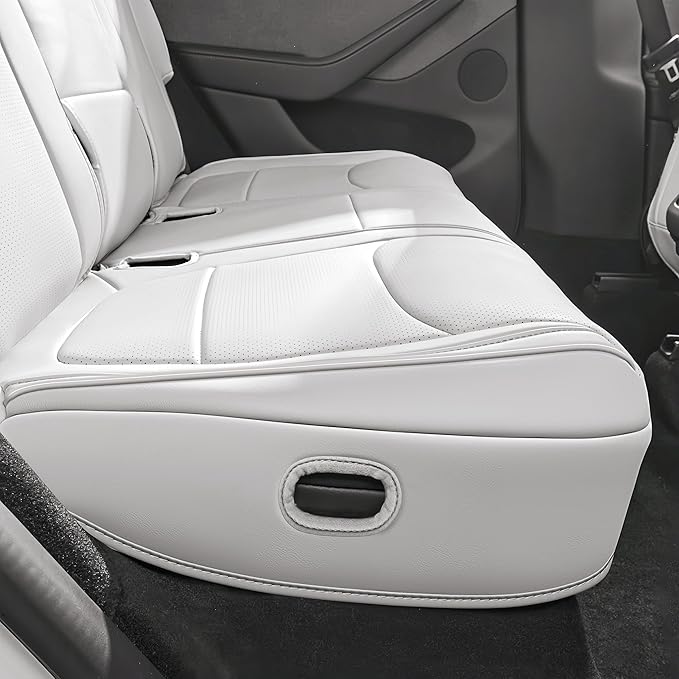 Leather Seat Cover for Tesla Juniper 2025 2026 Waterproof Seat Cover for Tesla Model Y (White-25 26)