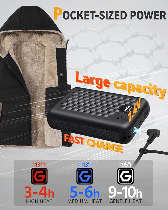 MNZZ Graphene Heated Vest for Women 7.4V Fast Charge Large Capacity Battery