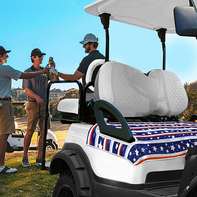 YOKYHOM American Flag Golf Cart Seat Covers for 2/4-Seater, Patriotic USA Seat Towel Blanket Keeps Seats Cool & Clean for Summer, Microfiber Fits EZGO, Club Car, Yamaha, 51"x31"