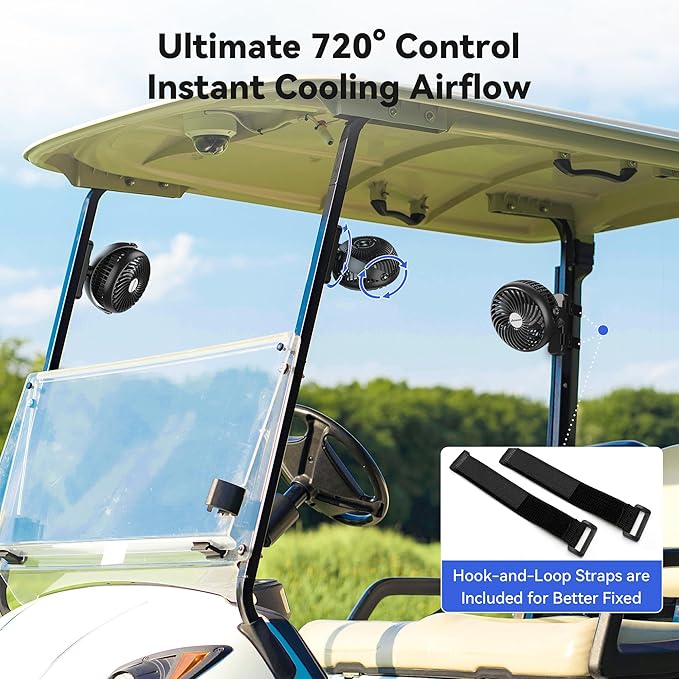 AMACOOL Magnetic Golf Cart Cruise Fan, Tool Gifts for Men Him Dad Husband Father, 5000mAh Rechargeable Birthday Golf Gifts for BBQ Grill Work Golf Cart Cruise Travel Essentials Accessories 2026