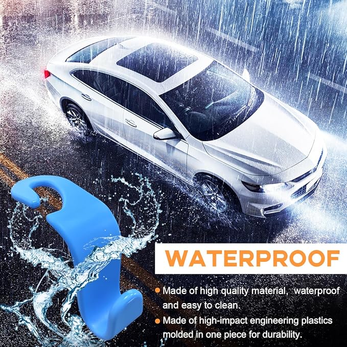 4PCS Car Seat Headrest Hook, Auto Back Seat Hanging Storage Organizer, Vehicle Seatback Hanger Holder for Purse Handbag Coat Umbrella, Universal Interior Car Accessories (Light Blue)