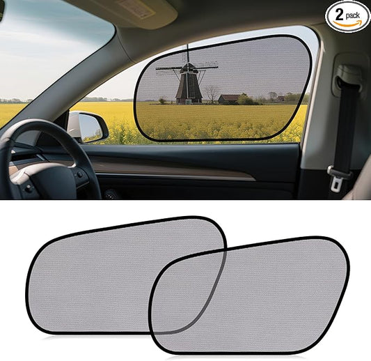 ZATOOTO Tesla Model Y Window Shades for Front Window Driver Side Window Cover Transparent Static Cling Film | Block 90% UV & Heat | No Adhesive, Easy Install | Enhanced Visibility, Interior Protection