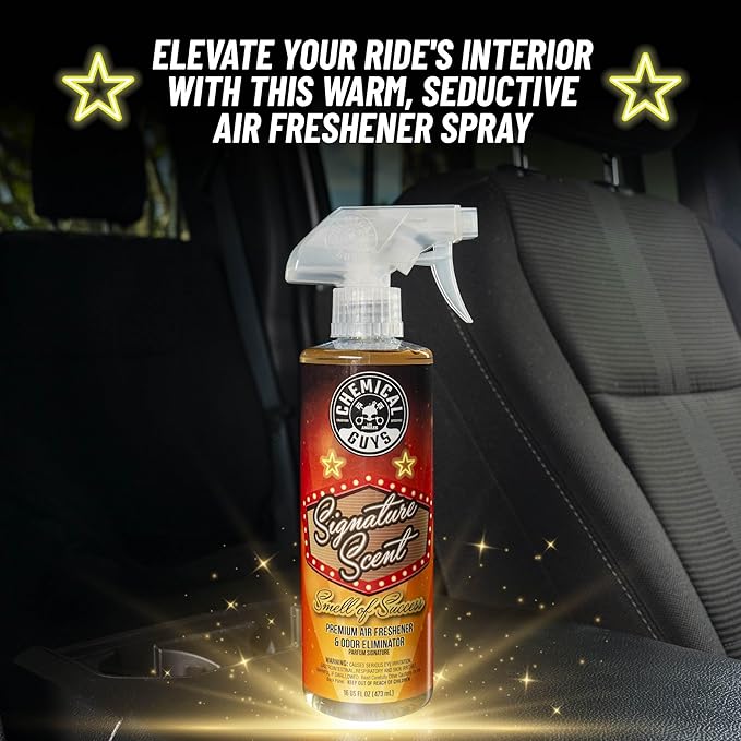 Chemical Guys Signature Scent Air Freshener and Odor Eliminator, 16 fl oz with 3 Pack of Hanging Air Fresheners (Great for Cars, Trucks, SUVs, RVs, Home, Office, Dorm Room & More) - HOL461