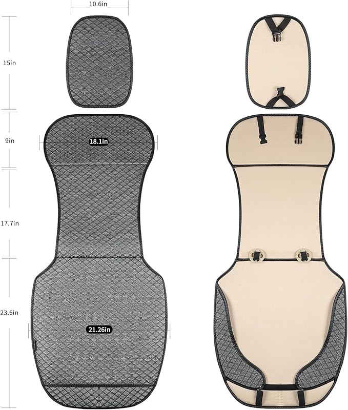 Breathable Car Seat Cover,Luxury Front Seat Cover,Durable and Non Slip,Polyester Silk Material, Universal Car Seat Cushion,Suitable for All Seasons,Airbag Compatible (Gray，1PC)