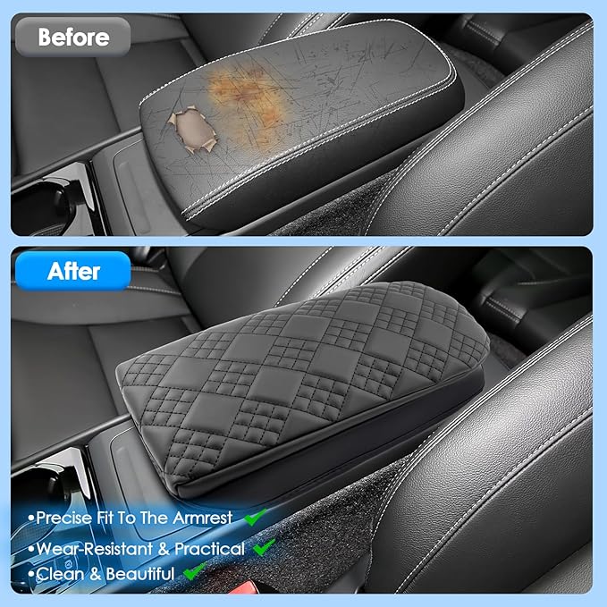2019-2026 XC40 Center Console Cover for Volvo XC40 (Core/Plus/Ultra/Ultimate/Momentum/R-Design/Inscription), Cushion &Comfy Leather Armrest Cover 2023 2024 2025 XC40 Accessories (Padded)