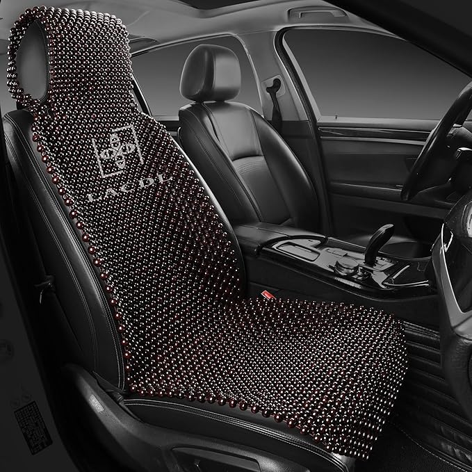 LACDL Beaded Seat Covers for Truck, Trailer, Van, RV, Car Seat Cooling Cover, Auto Ventilated Seat Cushion, Wood Breathable Car Seat Beads, Seat Cooler Pad Sweat Protector for Summer, Dark Red