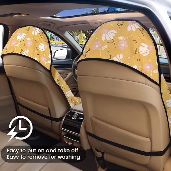 Car Seat Covers 2pcs Waterproof Towel Car Seat Cover Universal Fit for Most Trucks SUV Fitness Athletes Pets Gym and Water Sport，Chamomile
