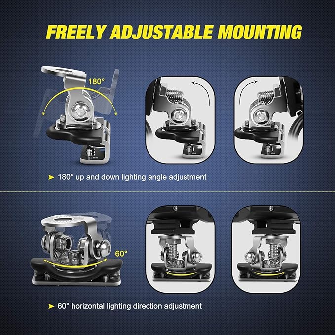 Nilight 2PC 4Inch Triple Row Lights 60W Flood Spot Combo 6000LM Bar Driving Boat Led Off Road Trucks with Adjustable Pillar Hood Mount Bracket Clamp Holder and Wiring Harness Kit