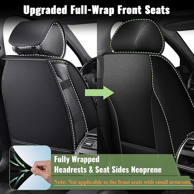Car Seat Covers Front Seats for Honda Pilot 2005-2016: Breathable Cool Ice Silk Leather Seat Covers (Black & Beige)