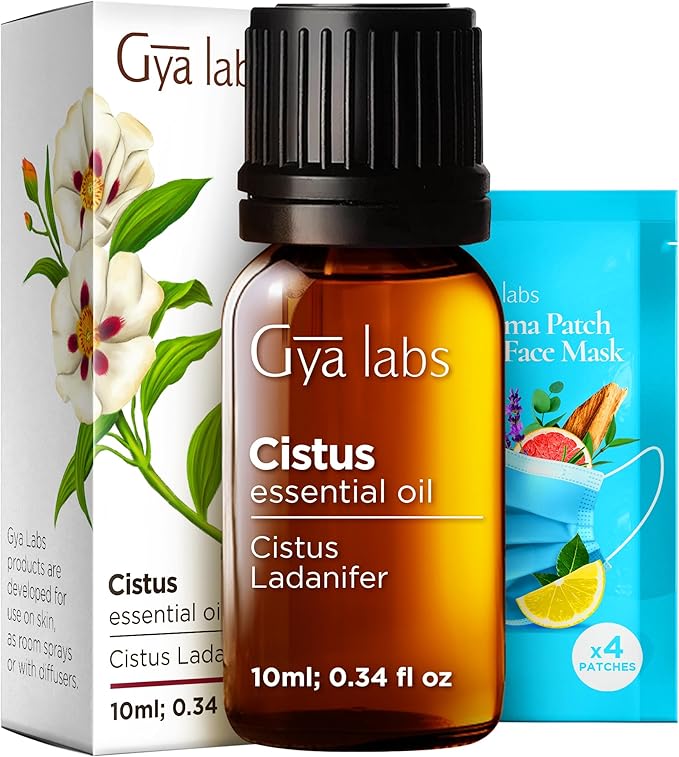 100% Pure Cistus Essential Oil - 0.34 Fl Oz - Cistus Oil for Hair, Skin, Diffuser, Aromatherapy & DIY Candle Making Scent
