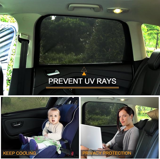 2Packs Universal Car Window Screen for Rear Window 25"(H) X43(W), Elastic Mesh Sun Shde Car Camping Window Cover, Fit for Most Cars Large SUVs, Truck, Pickup