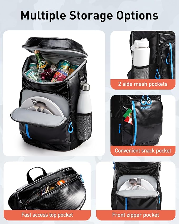TOURIT Cooler Backpack 30 Cans Lightweight Insulated Backpack Cooler Leak-Proof for Men and Women