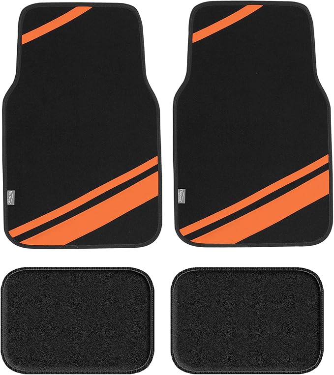 FH Group Car Floor Mats - Carpet Floor Mats for Cars, Universal Fit Automotive Floor Mats, All Purpose Car Floor Mats, Carpet Protector Mat for Most Sedan, SUV, Truck Floor Mats Orange