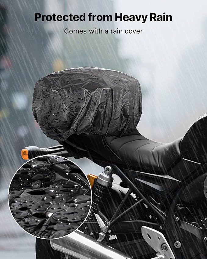 VEVOR Motorcycle Tail Bag, 40-60 L Expandable Motorcycle Rear Seat Bag with Waterproof Rain Cover, Foldable Outdoor Sports Motorbike Luggage Storage with Shoulder Straps, Pocket & Elastic Cord, Black