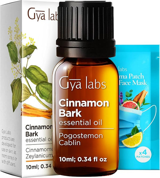 100% Pure Cinnamon Bark Essential Oil - 0.34 Fl Oz - Cinnamon Oil for Hair, Skin, Diffuser, Aromatherapy & DIY Candle Making Scent