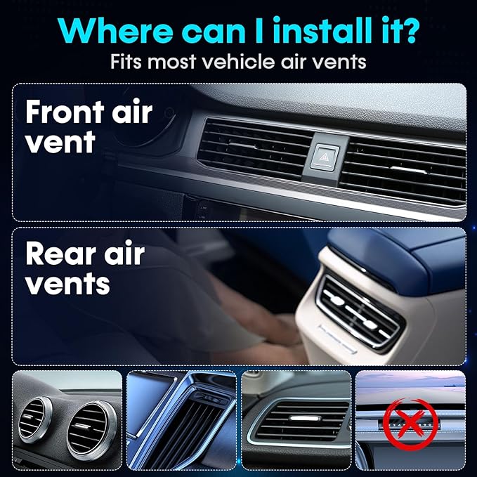 Compact Car Air Purifier for Odor - Easy Install Filter Free Odor Eliminator for Smoke/Pet Odors/VOCs - Silent Operation Universal Vent Clip for Car by Yakry