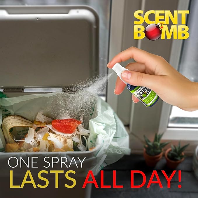 Scent Bomb Air Freshener Spray, Long-Lasting Odor Eliminator - Effective Deodorizer for Home & Car, Fresh Room Spray for Kitchen, Bathroom & Smell Neutralizer - 1 oz Pack of 4, Green Apple Scent