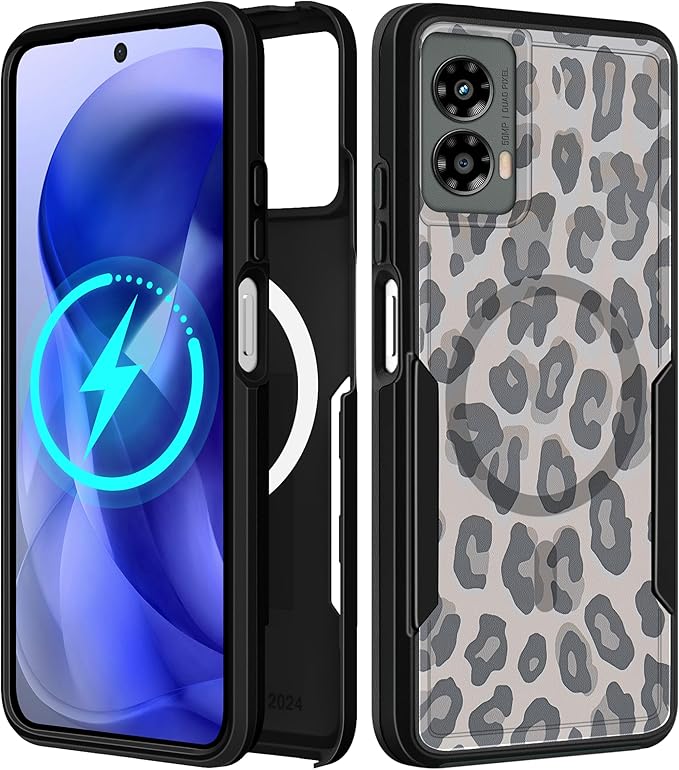 for Moto G 5G 2024 Case - Compatible with MagSafe Women Girls Cute Magnetic Protective Phone Cover Cool Fun Unique Leopard Heavy Duty Shockproof Design for Motorola Moto G 5G 2024 Cases