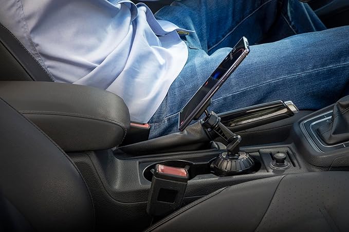 Scosche Cup Holder Phone Holder for Car, Magnetic Cell Phone Holder with Adjustable Neck & 360° Rotation, Universal Car Mount for iPhone/Android, Fits Cup Holders Up to 3.5", Not MagSafe Compatible