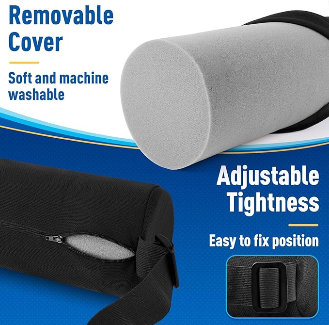 Lumbar Roll Support Pillow for Office Chair, Car, Gaming Chair, Memory Foam Back Cushion with Washable Cover for Relieving Back Pain & Improving Posture,Black