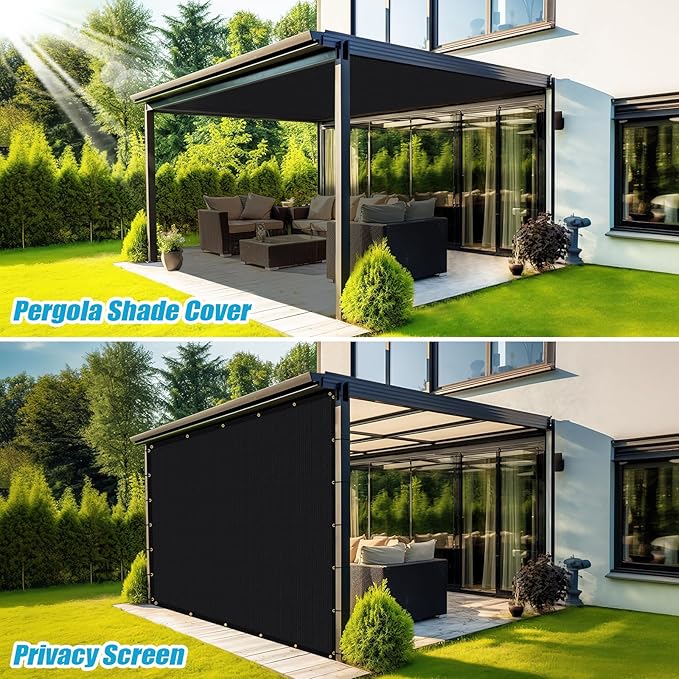 Amagenix 90% Shade Fabric 4'X 24' Black Sun Shade Cloth with Grommets for Pergola Replacement Shade Cover Canopy, Heavy Duty, Cable Zip Ties Included (We Customized)