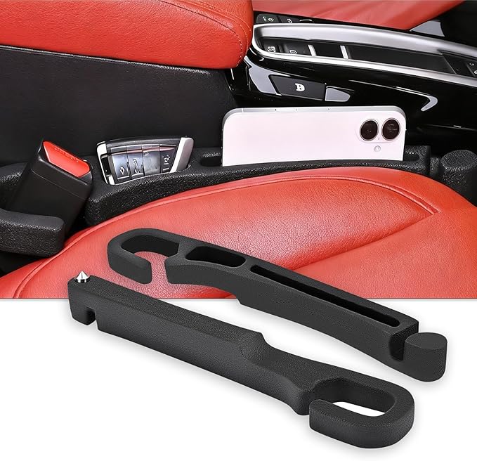 7F Car Organizers and Storage Set of 2, Car Seat Gap Filler with Hook and Window Breaker Tool, Universal Car accessories, Fit SUV Truck Storage, Black