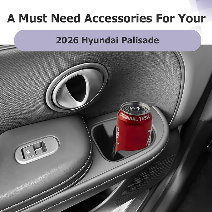 LUWU 2026 Palisade Accessories Rear Row Car Door Side Cup Holder Compatible with 2026 Palisade (SE/SEL/XRT PRO/Limited/Calligraphy) Interior Accessories TPE Material Cup Holder Insert 2-Pack